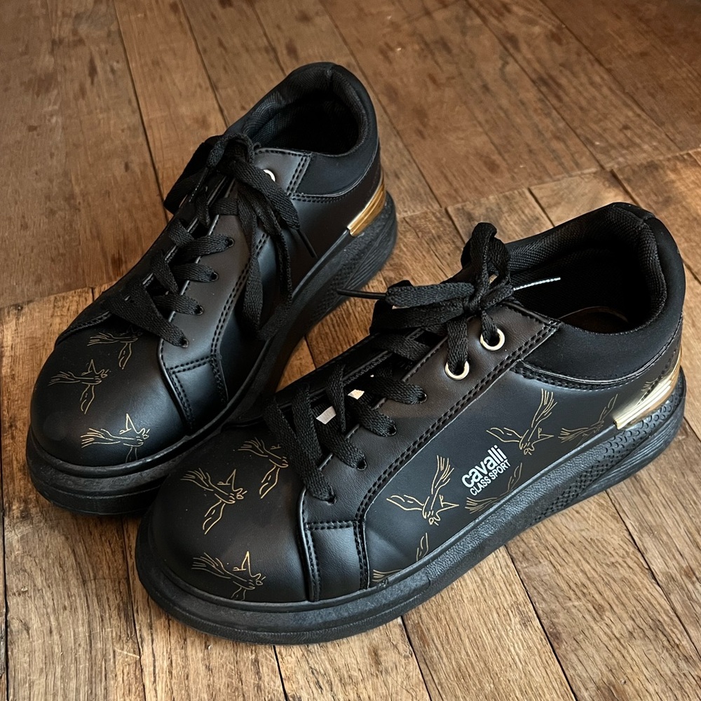 New! Black Cavalli Class Sport Sneakers Eur Size- 40 USA size 8.5/ 9.